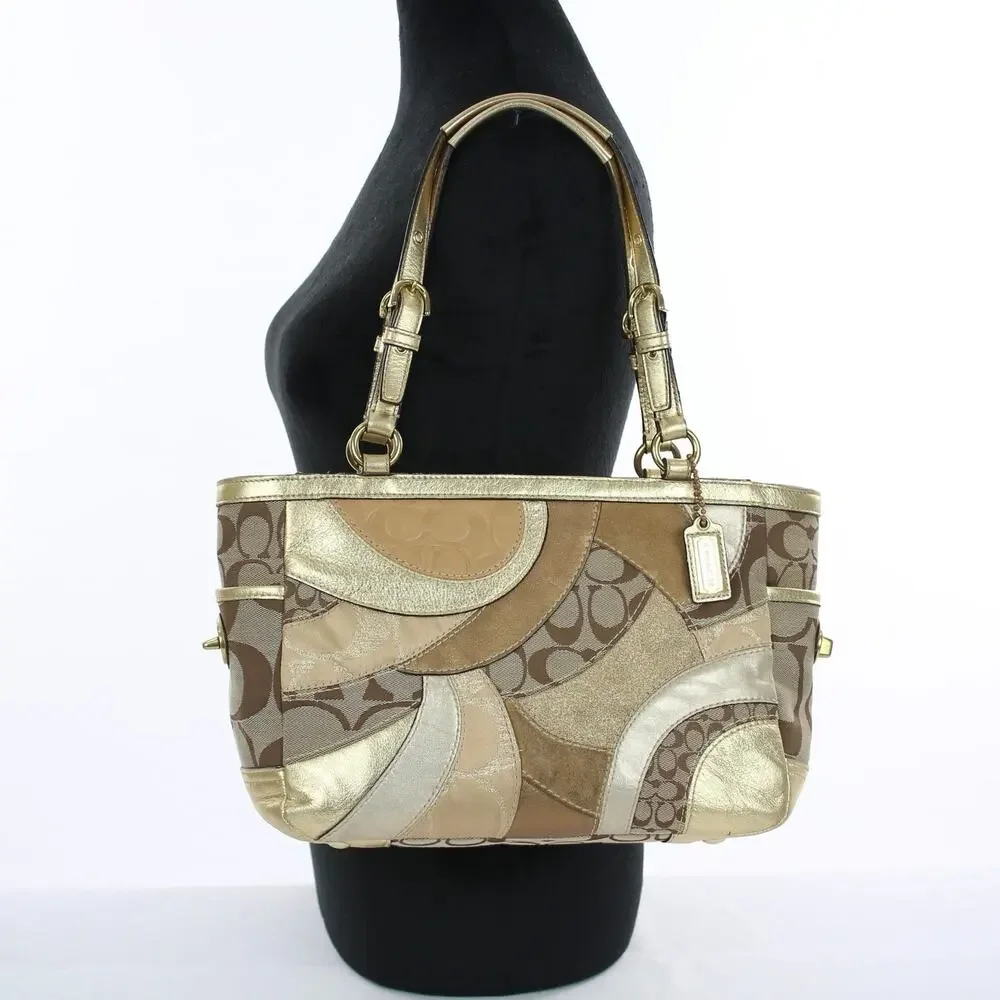 Coach Vintage Gold Metallic Patchwork Tote Bag